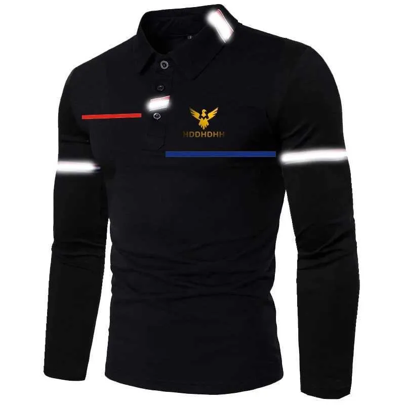 Heren Polos Hddhdhh Brand Gedrukt Polo shirt met lange mouwen voor heren Spring New Business Workwear met een Rapel T-shirtl2405