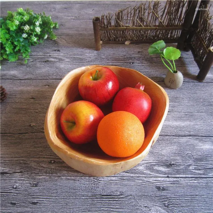 Assiettes à la main à la main Plateau de fruits en bois Natural Bol en bois Maison de collation irrégulière Pain de pain de pain de bonbon