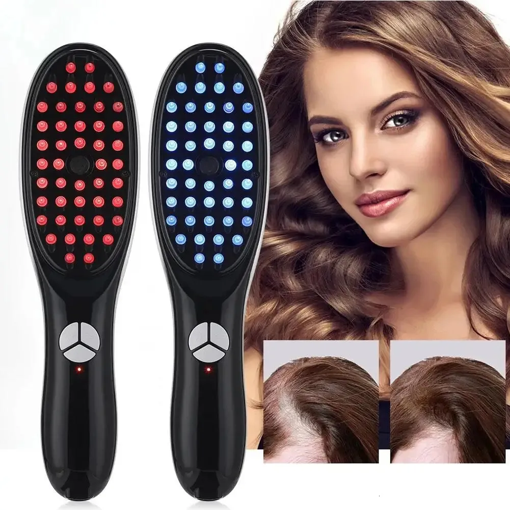 Elektrisk spraymassage Comb Micro Current Head Meridian Hair Loss Scalp Red Anti Hair and Physical Therapy Nutrition Blue Massager 240429