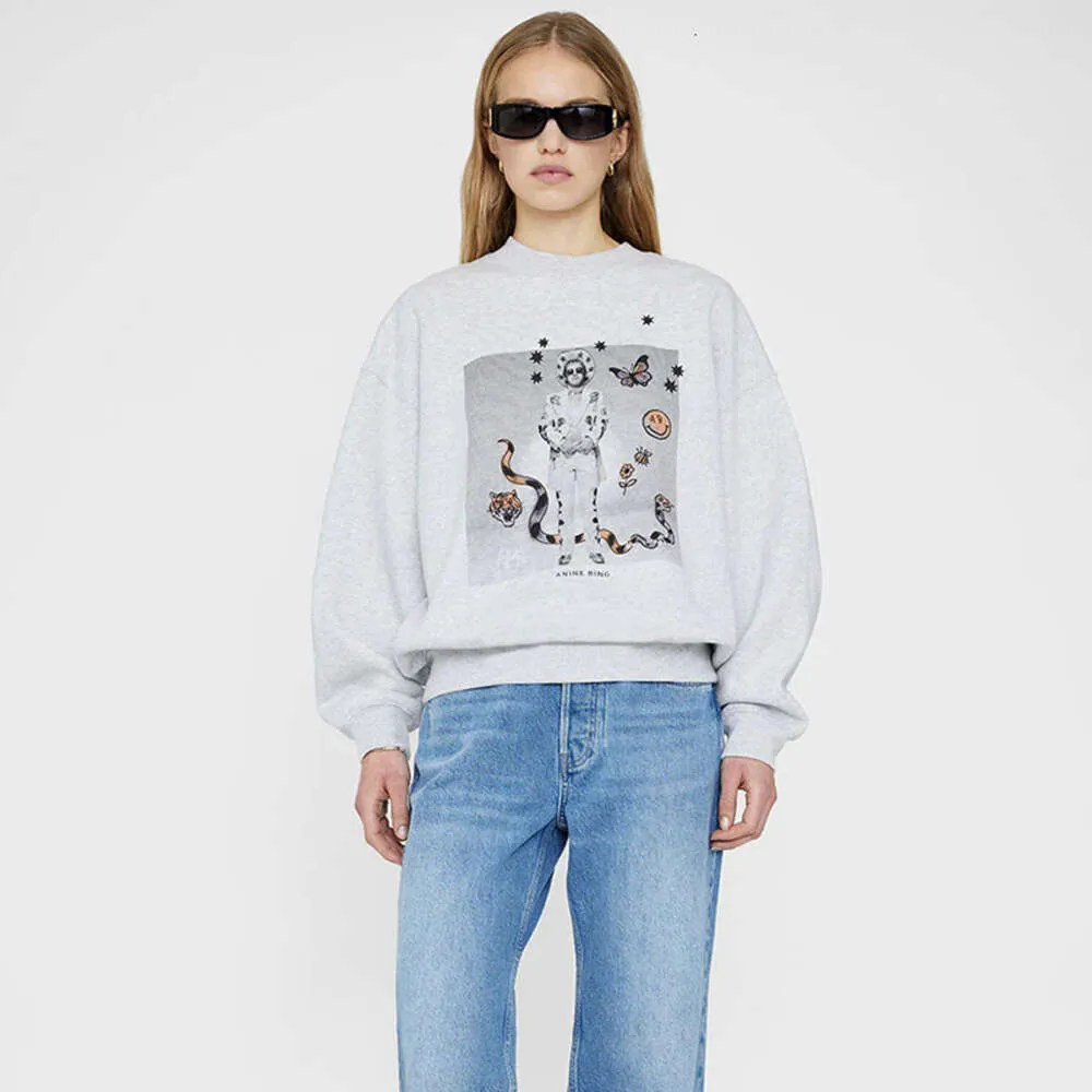 Damen Sweatshirts Frühherbst neue Kollektion Abmagie Herren weiße Tinte Digitaldruck Schlange Schmetterling Biene Fleece Damen -Pullover