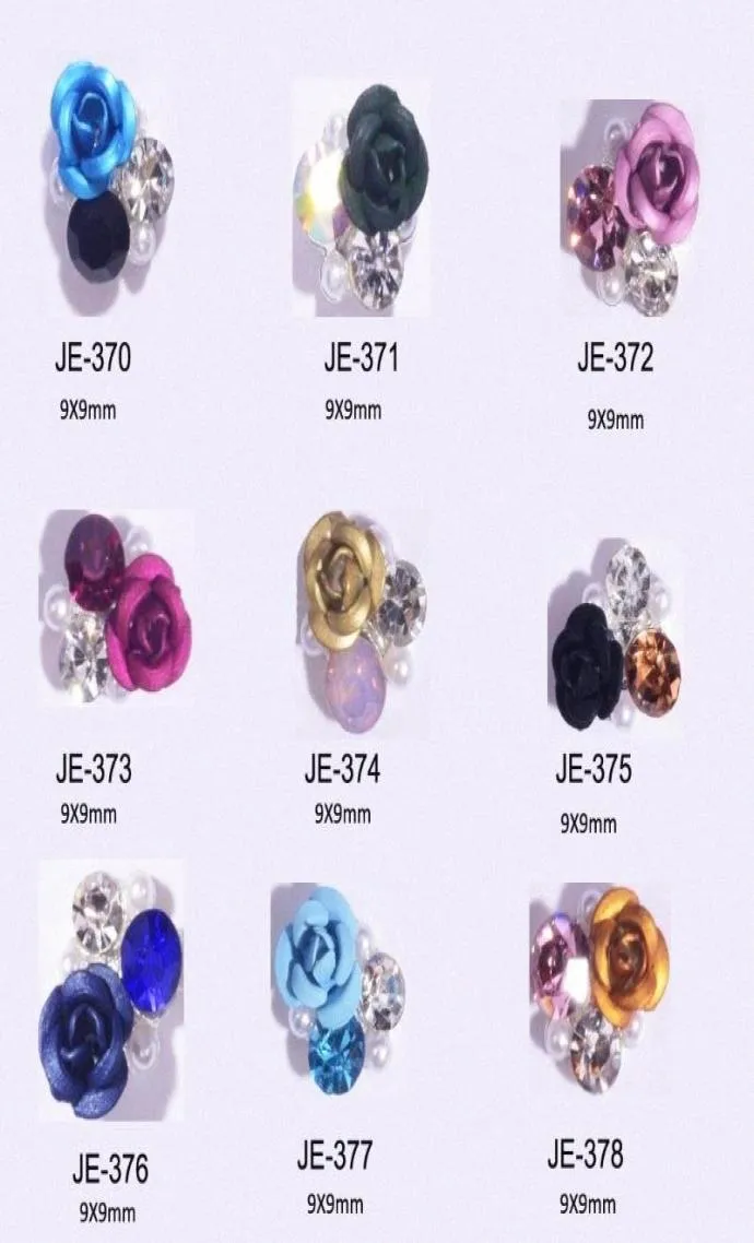 10st japansk stil legering 3d nagelkonst akryl rosblomma dekoration kristall strass för nagel charms smycken leveranser 99mm o3117935