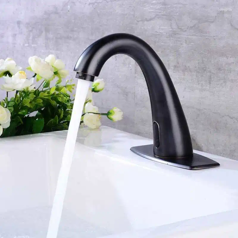 Bathroom Sink Faucets G1/2 Single Cold Faucet Intelligent Automatic Sensor Touchless Basin Washbasin Water Tap Black Torneira Do Banheiro