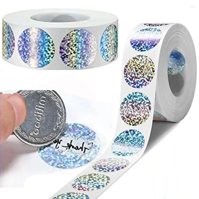 Enveloppe-cadeau 300pcs Round Dia.2.5cm Scratch Off Stickers Coat Label Ticket Activity Activity Material Material Hologram Dot Laser auto-adhésif