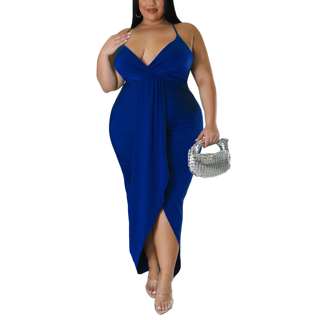 Women Plus Size Dresses Stretch Adjustable Shoulder Strap