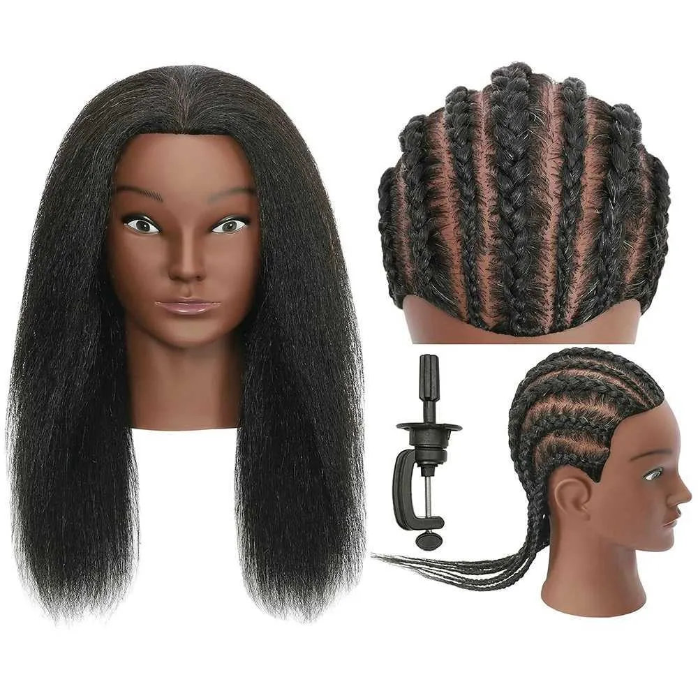Schaufensterpuppenköpfe 14 Zoll Headdoll Human Model Kopf 100% reales Haar für Schönheitszwecke Doll Friseur Friseur Training und Übung Q240510