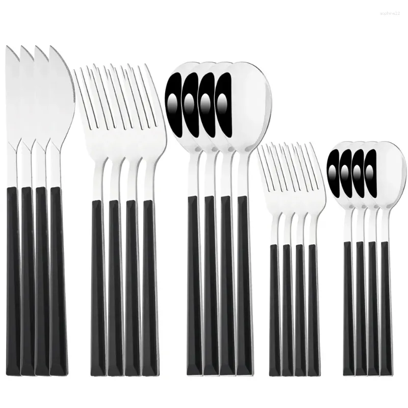 Set di stoviglie da 20 pezzi in acciaio inossidabile imitazione manico in legno set di posate argento morsetto da tavolo occidentale per coltello da dessert