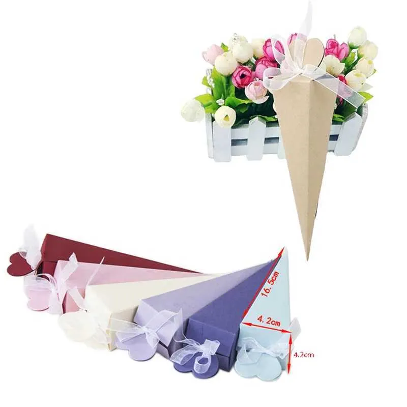 Enveloppe-cadeau 10/20/50 Côté de crème glacée en forme Boîte de bonbons de mariage en forme de ruban Decoration Partyq240511