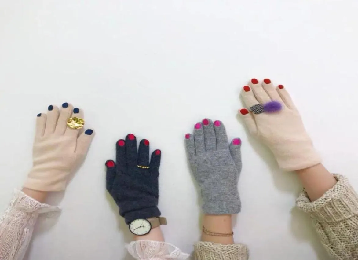 Cinq doigts Gants Chic en vernis à ongles Cachemire créatif Femmes Laine Velvet épais écran tactile femme039 Winter Warm Driving4282034