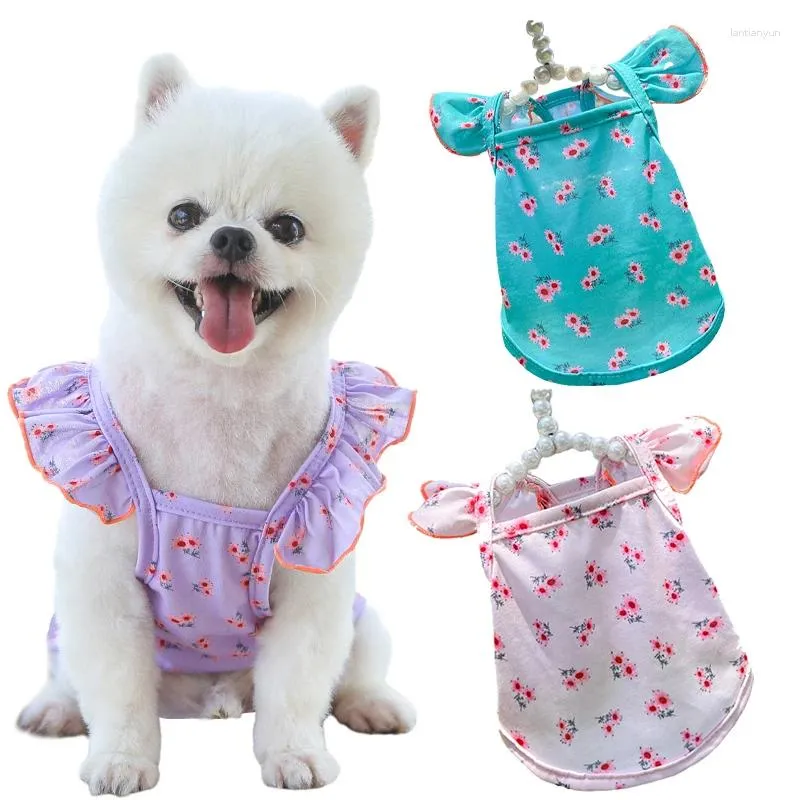 Hundkläder Summer Pet Dogs T-shirts Soft och Barabledog Clothes For Small Chihuahua Vest Dress Puppy Cats Teddy Pug kläder
