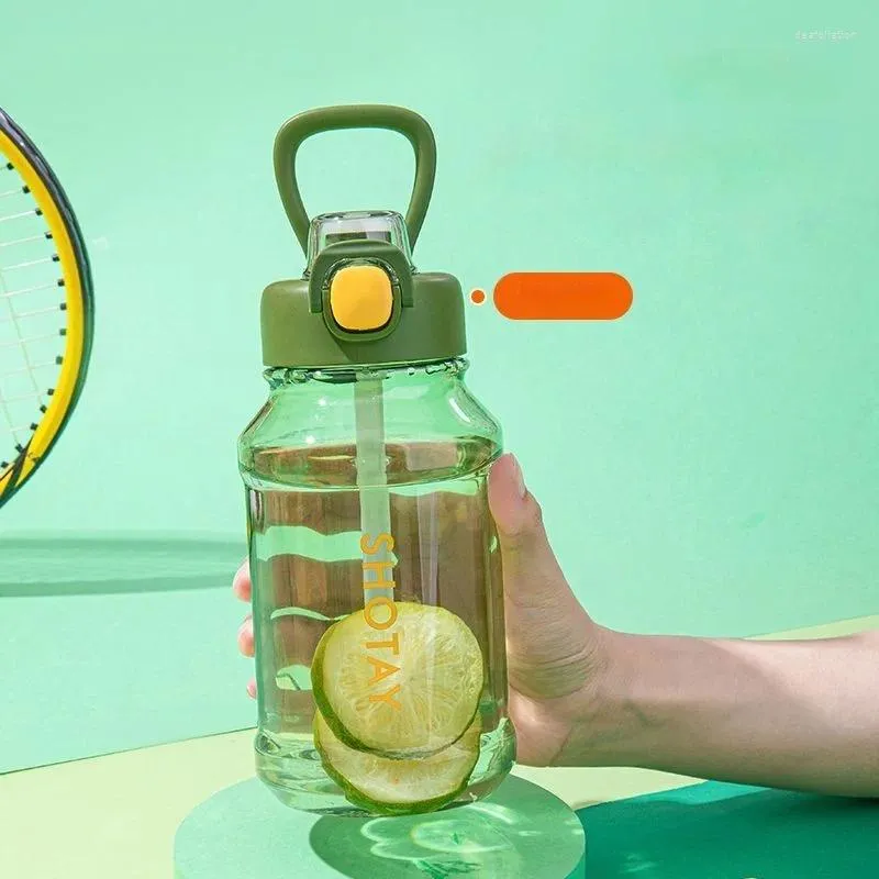 Wasserflaschen Gianxi Sommer großer Kapazität Stroh Cup Pot-Belly Fitness Sportkessel tragbarer Flaschenweg PC Plastik
