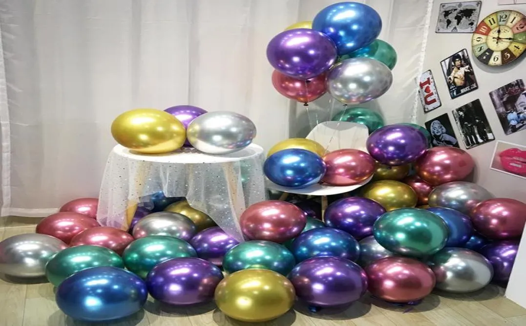 50 stks 10 inch goud zilveren zwarte metalen latex ballonnen bruiloft decoraties matte helium globos verjaardagsfeestje decoratie volwassen 6174119