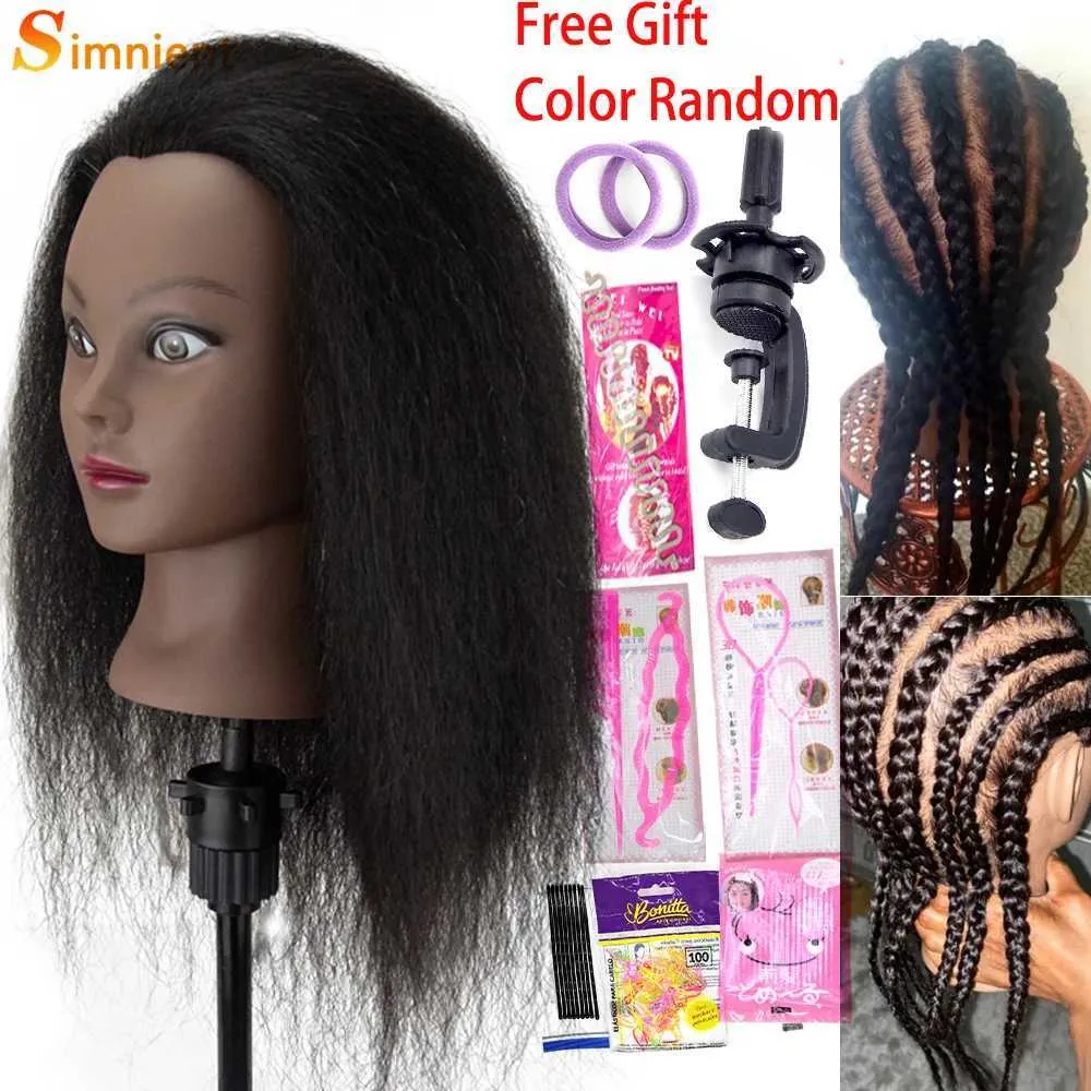 Манекеновая голова африканская голова манекена сплетенная маникюрная куколка для волос настоящая человеческая подготовка парикмахерская модель натуральная женская стрижка WIG Q240510