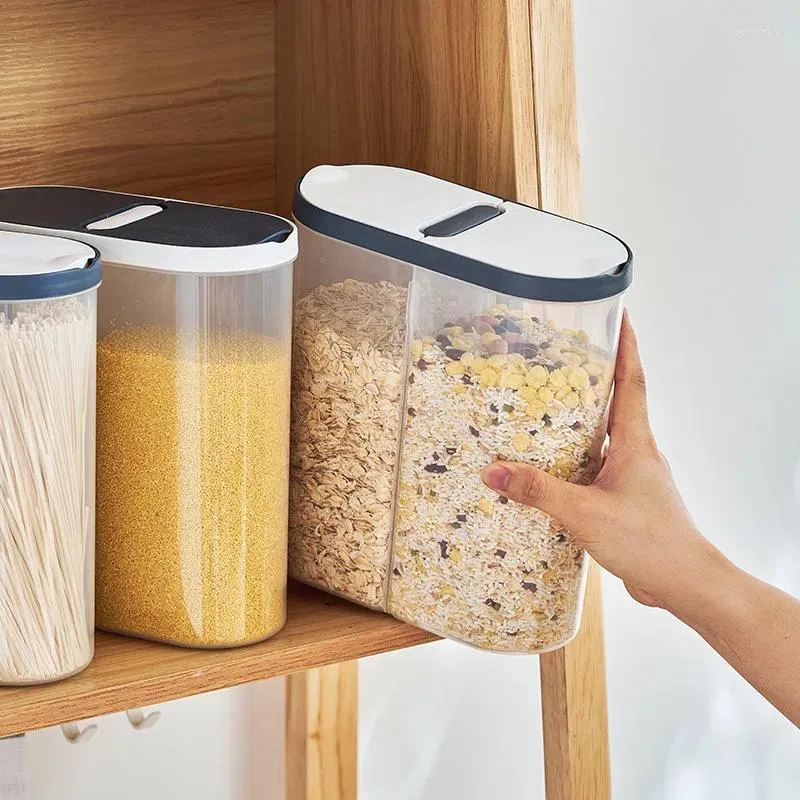 Förvaringsflaskor plastbehållare pasta ris dispenser spannmål arrangör lådor skåp kylskurrar hem kök accessor