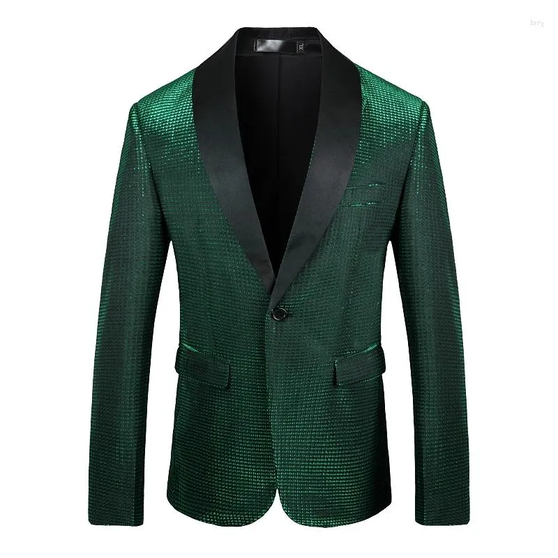 Ternos masculinos vestidos de noiva de luxo brilhantes Blazers para homens Slim Fim Jacket