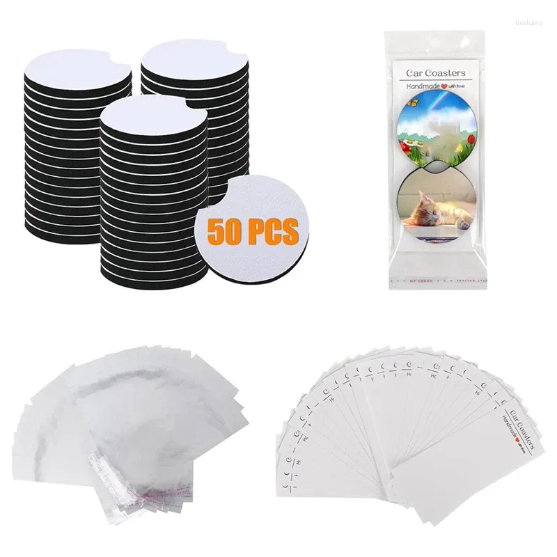 Table TAPE VIDE BLAND Set White Rubber 70x5mm 50 PCS 2,75 en sublimation Coasters 25 Cartes de sacs autonomes