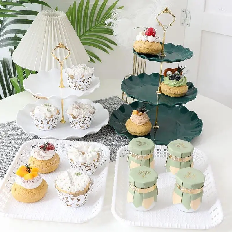 Decorative Plates Birthday Decoration Dessert Table Wedding Display Shelf Party Plastic Cake Tray Dim Sum