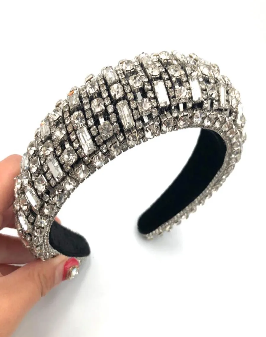 Baroque Glass Crystal Bandband Big Rectangle Diamond Diamond Fashion Designer Hair Band Ornement Ramionnage Femme1009758