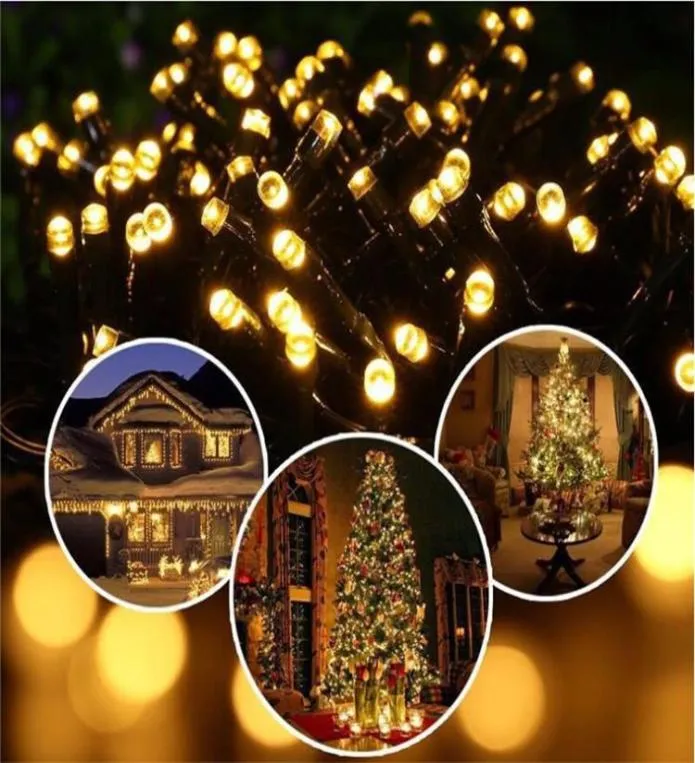 Lumière de jardin solaire 12m 100 Lights de file de Noël Éclairage d'arbre étanche étanche Patio solaire Garland Garland Light 4 Styles T2I515912443538