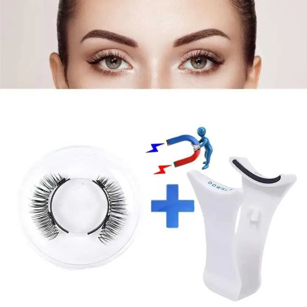 False Eyelashes Magnetic flower pusher with 3D magnetic natural mink false eyelashes professional eyelash extension makeup curler clip tool Q240510