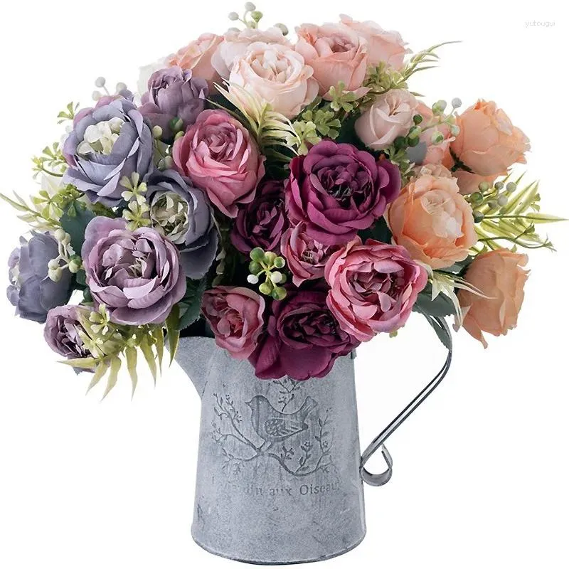 Dekorative Blumen Rose künstliche Seiden Sammelalbum Peony Weihnachten Hochzeitsfeier Bouquet für Vase Home Valentinstag Dekoration