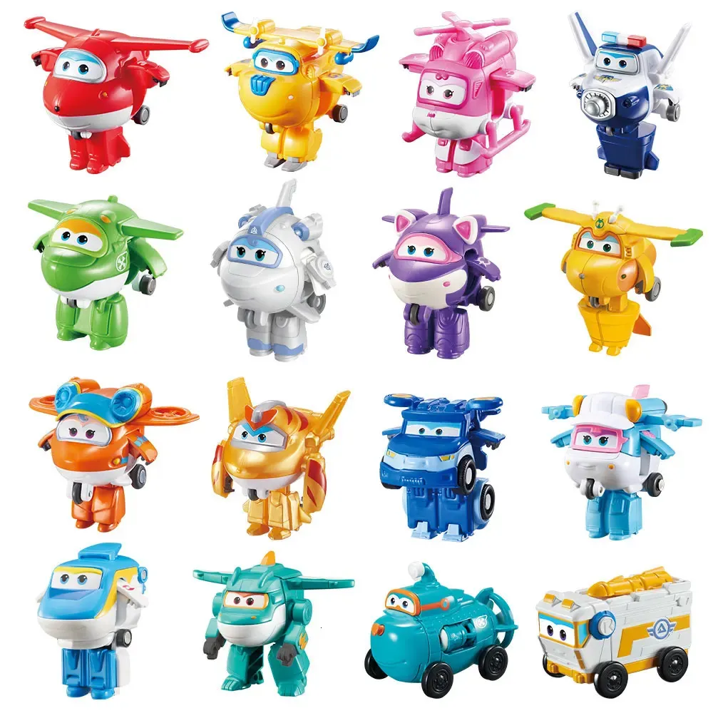 36 types Super Wings 2 échelle mini transformation du plan anime de déformation du plan de robot Figures de transformation Toys pour enfants cadeaux 240512