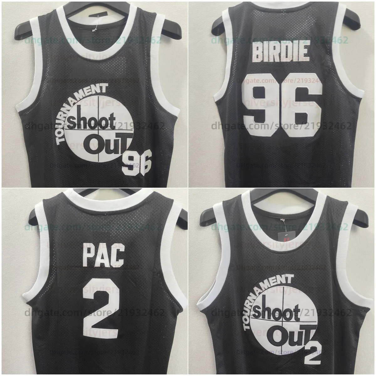 MOIVE 96 Birdie Jersey Basketball 2 Pac Retro College Vintage Pullover Jerseys tout cousu noir