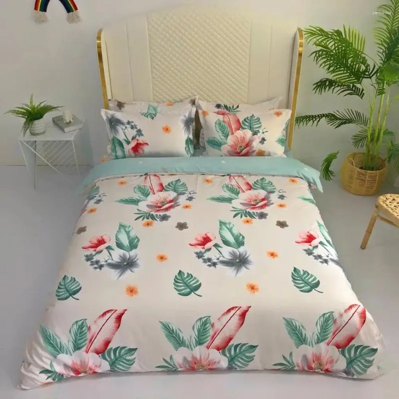 Set di biancheria da letto 4 pezzi Banana Rainy Night Set Flowers Foglie copripiumino copripiumino 200x230 cm Letti 3D trapunta di lusso