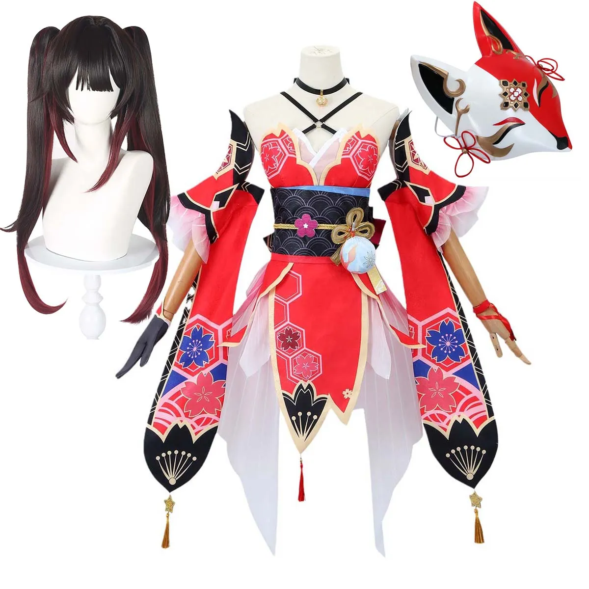 لعبة Girl Game Play Play Honkai Star Rail Game Sparkle Cosplay Costume with Wig Fox Mask مجموعة كاملة