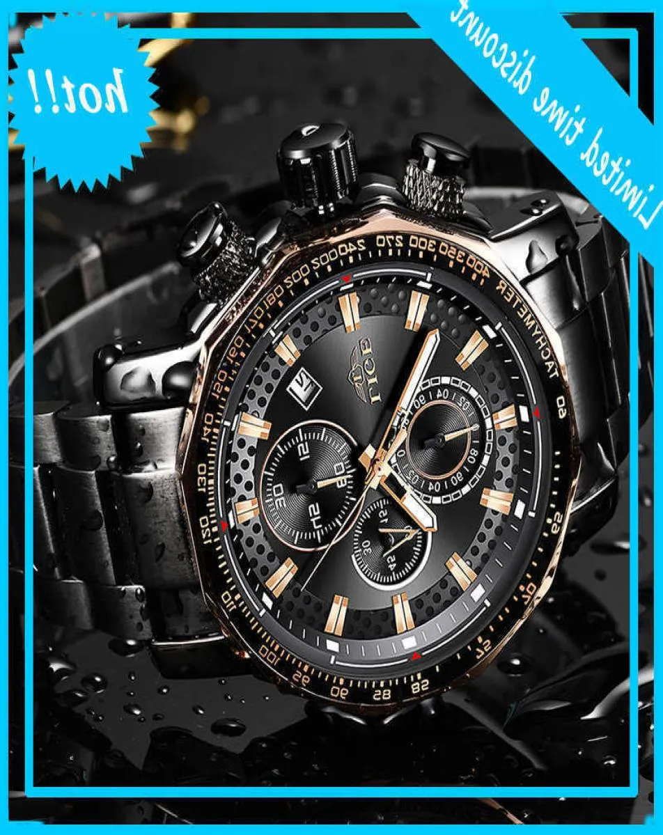 Luik Top Brand Luxury Grande planche à repasser en acier inoxydable Quartz Hommes Menside Business Affaire imperméable Date Military Watch2122028