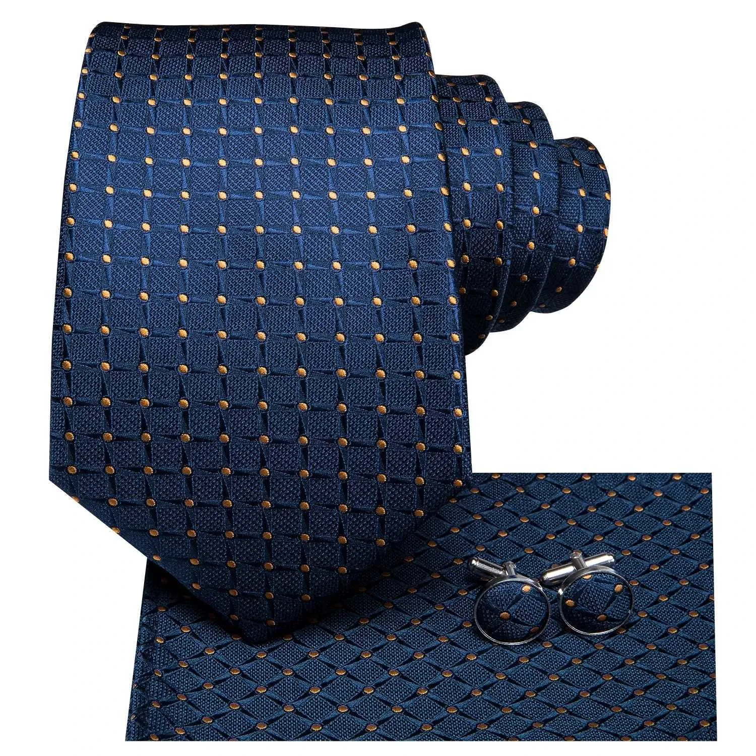 Zestaw krawat na szyję krawat dla mężczyzn klasyczny luksusowy projektant marki jedwabne krawaty spinki do mankietów chusteczka