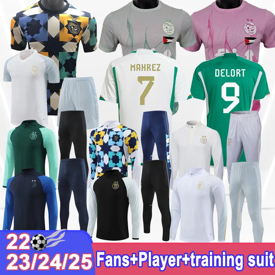 22 23 Jerseys de futebol da Algélia Mens Algerie Mahrez Feghouli Slimani Bennacer Atal Home Away 23 24 Treinamento Desgaste UNIFORMAS CHANCIDAS DE FOITO