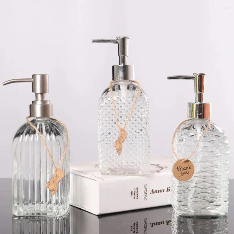 Liquid Soap Dispenser 1pc Light Luxury Hand Sanitizer Bottle 500ml Transparent Glass Household Home Press Shower Gel Set Decoration