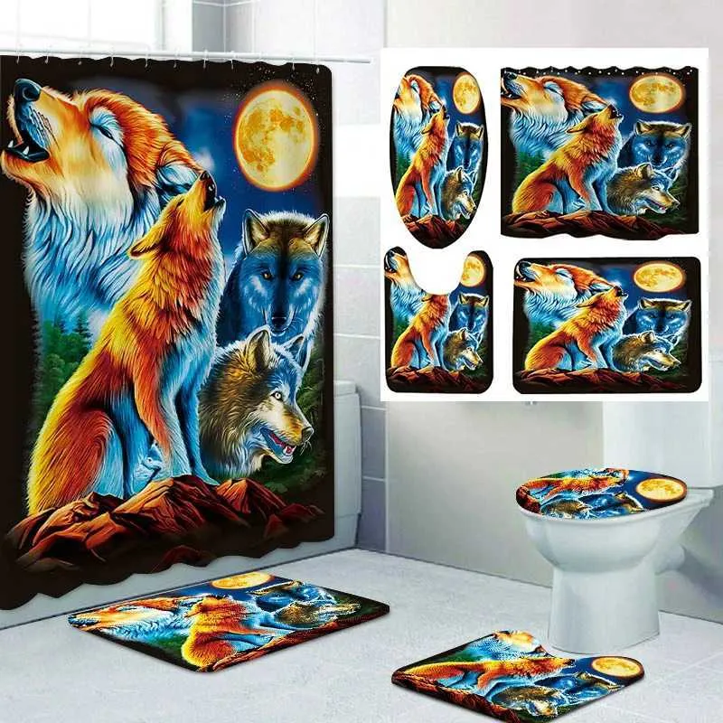 Rideaux de douche rideau de douche de loup animal