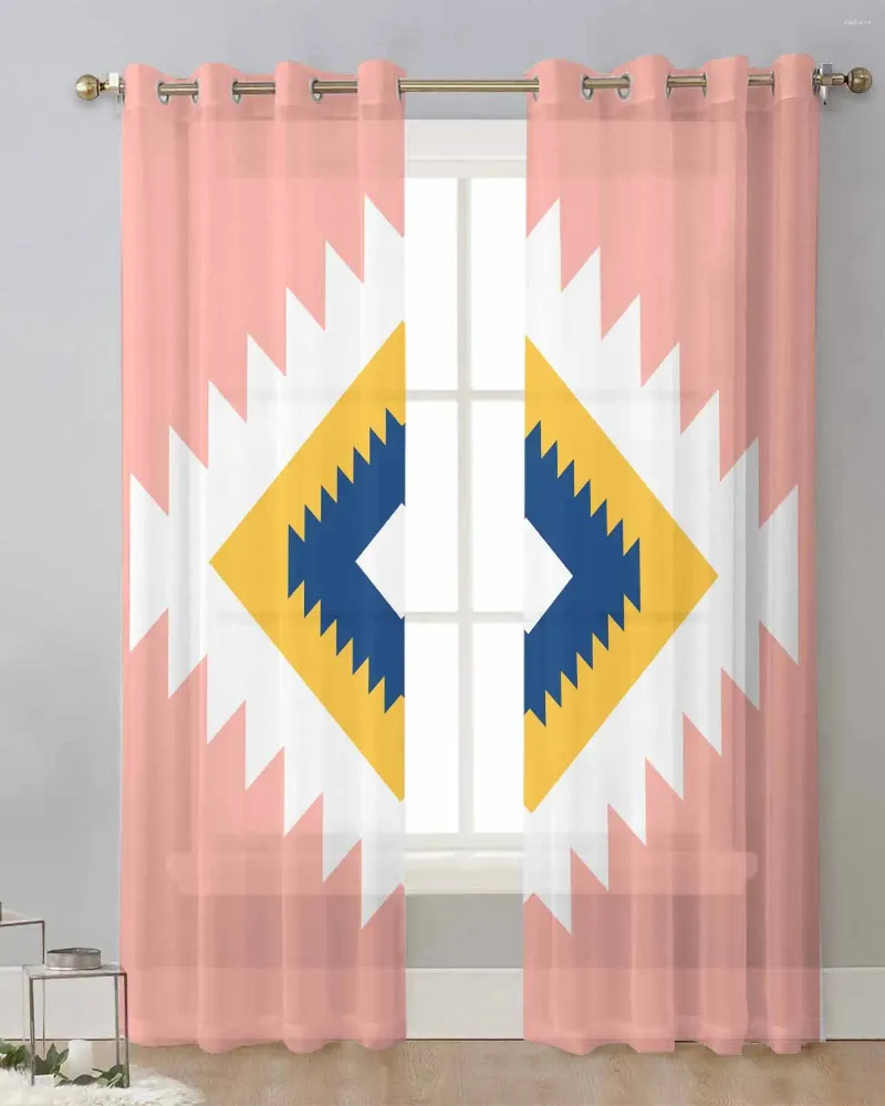 Gordijn Boheemian Marokkaanse roze pure gordijnen voor woonkamer raam transparante voile tule cortinas gordijnen huisdecoratie