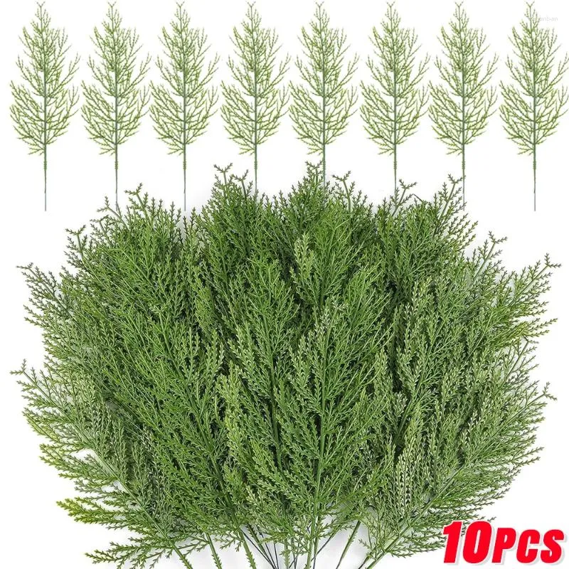 Fleurs décoratives 10 / 1pcs Branches de pin artificielles fausses plantes décorations d'ornement d'arbre de Noël pour la maison DIY GARLAND GADEATS BOX MEDI