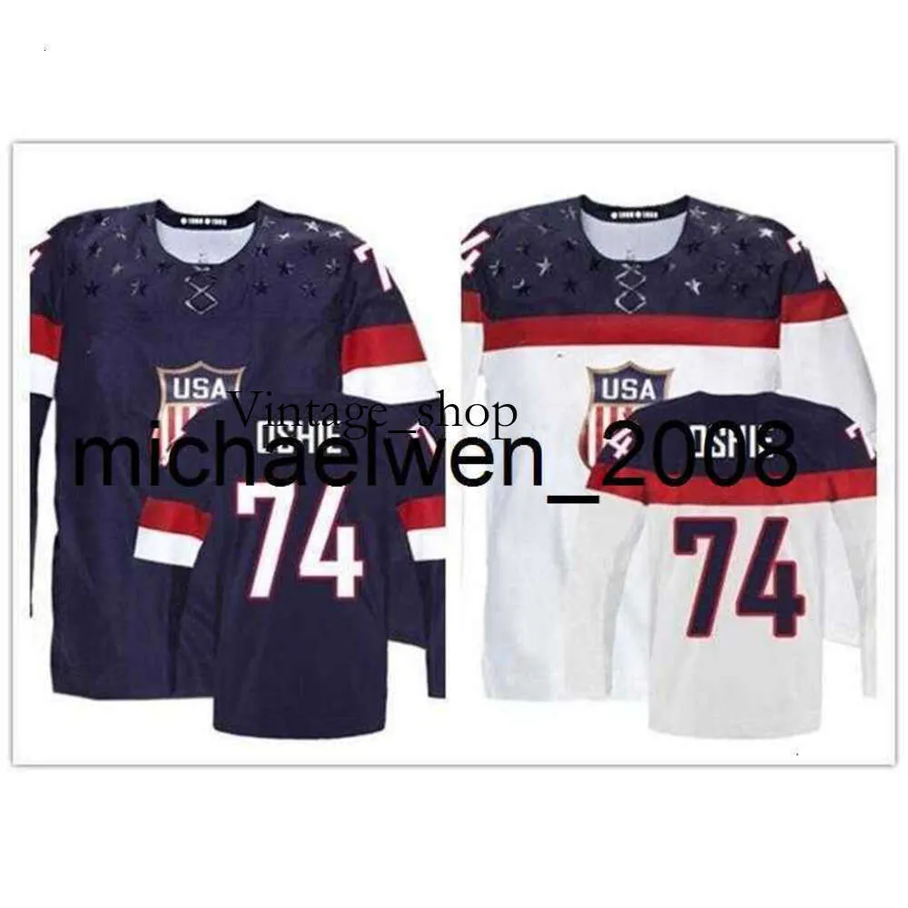 Vin Weng Top -Qualität T.J.Oshie USA Jersey Sogchi 2014 Team USA 74 TJ Oshie Jersey American Hockey Trikot