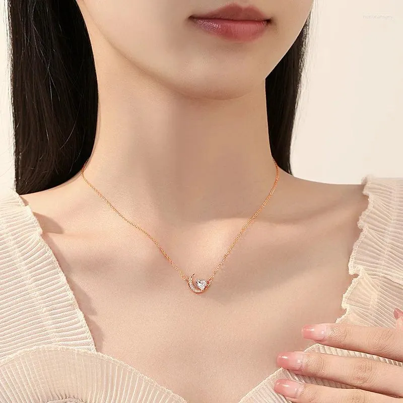 Цепочки корейская версия стерлингового серебра 925 звездного ожерелья луны сладкое роскошное клавиля
