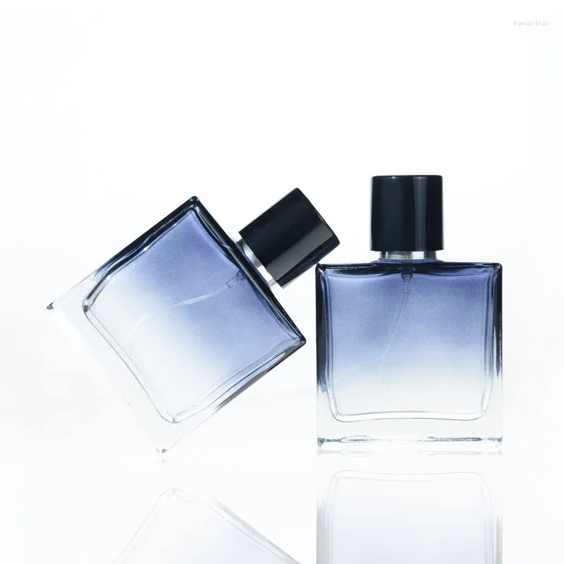 Storage Bottles 30ml 50ml Square Glass Spray Bottle Gradient Color Empty Perfume Dispenser Refillable Liquid Cosmetics Container