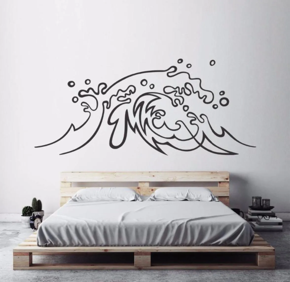 Pegatinas de pared de diseño náutico pegatina oceánica calcomanía de surf de surf de surf de dormitorio decoración de la playa ondas de mar murales ay14945565997