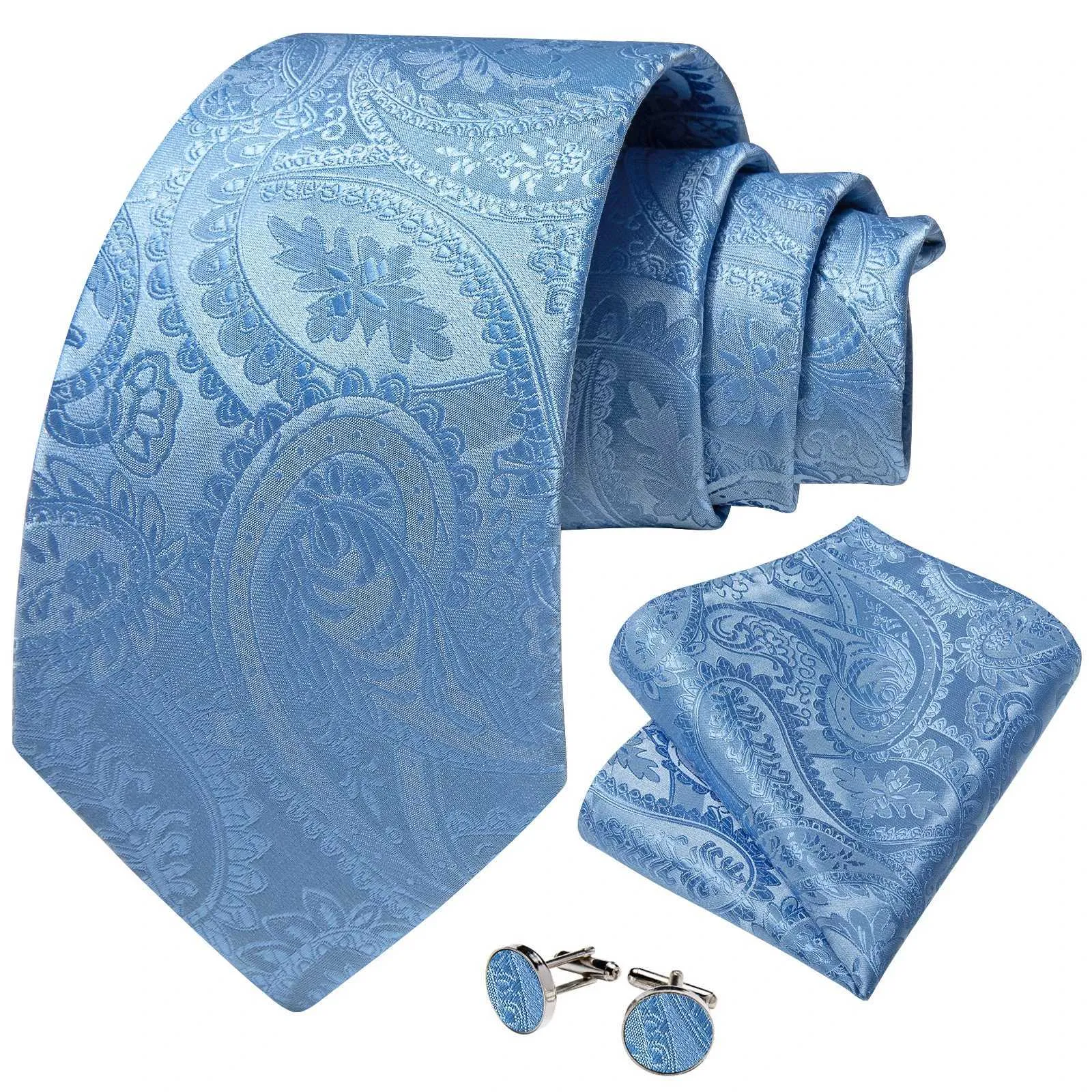 Cravate de cou Ensemble rouge vert rose rose bleu paisley liés de soie de luxe pour hommes avec mouchoir des boucles de manchette