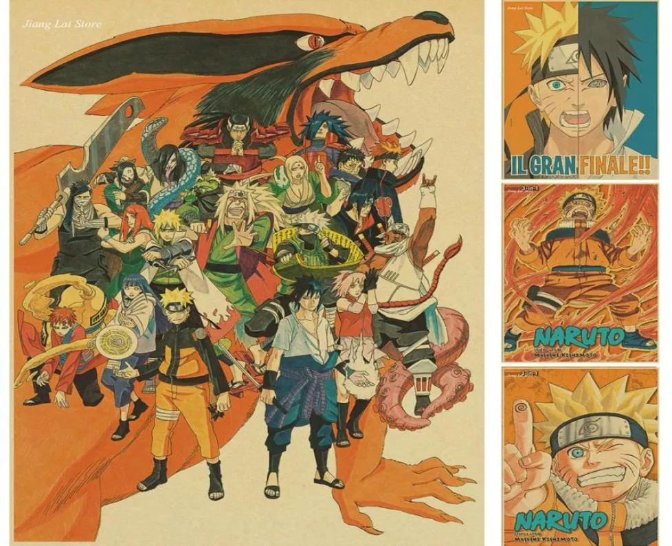 Vintage retro anime plakat anime plakaty na plakat Uzumaki Naruto plakat Luffy Wanted One Piece Bar Cafe Decor Decor Home Cuper7037486