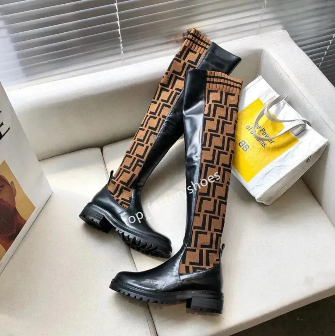 Designer Boots Letter Women Boot Over The Knee Boot Knit Socks Booties Luxury Fashion Sexy Ankle Shoes9988549