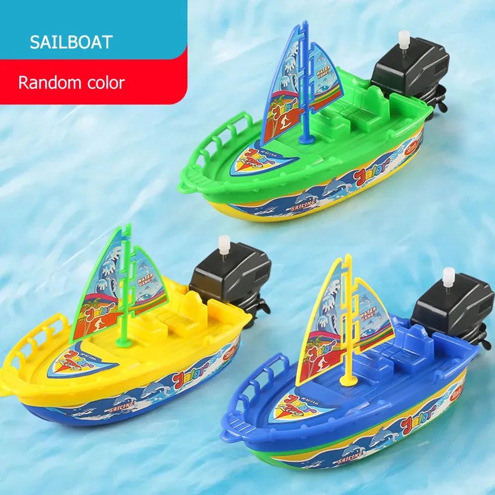 1PC Speed Boat Ship Wind Up Boy Float in Water Kid Toys Clockwork Banho de chuveiro de inverno para crianças meninos 240510