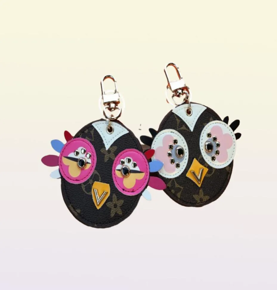 Nowa marka sieci ringu Cute Owl Design Pieczeni Charms Mini PU skórzane klucze samochodowe Uchwyt mody biżuterii wisiorek Bierek Blak A7142923