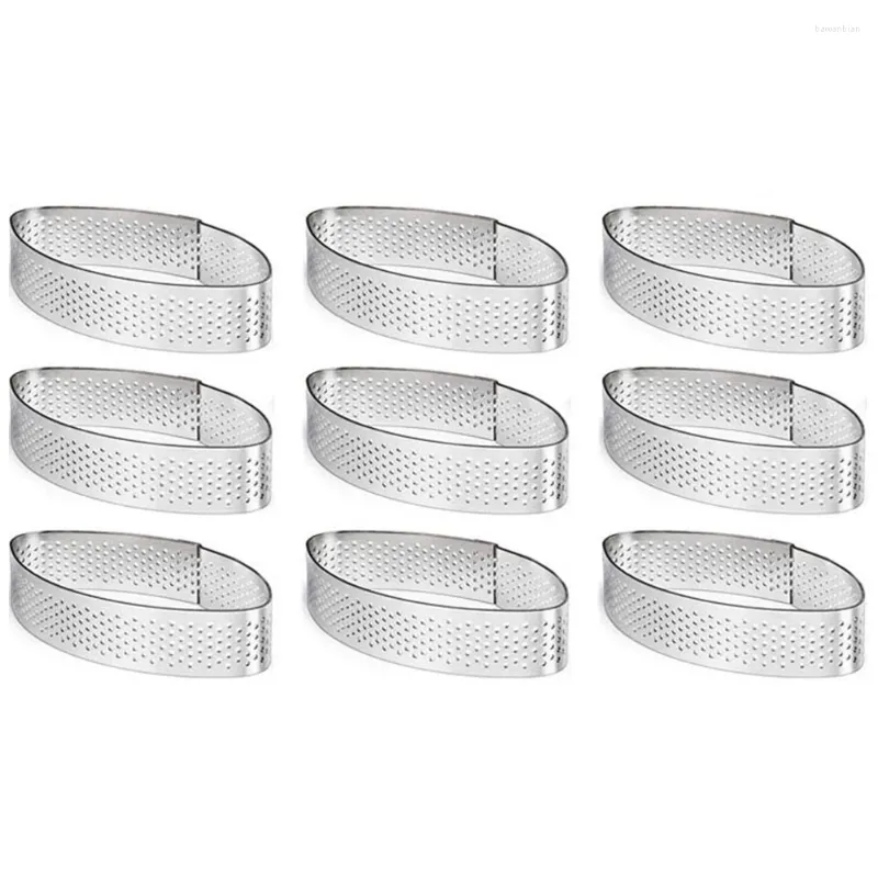 Baking Moulds 9 Pack Stainless Steel Tart Ring Heat-Resistant Perforated Cake Mousse Molds Circle Cutter Pie