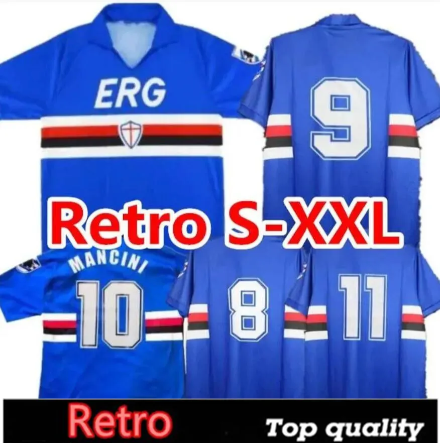 90 91 Sampdoria Mancini Vialli Home Soccer Jersey 1990 1991 Maglie Da Calcio Sampdoria Retro Vintage Classic Football Shirt