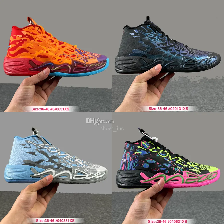 Schema da basket di Basketball Designer di palla lamelo Donne viola MB 4 MB0.4 MB4 MELO ZAPATO Lamelos Rick 2024 Man Woman Fashion Trainer Sneaker Dimensioni US4.5-US12.5