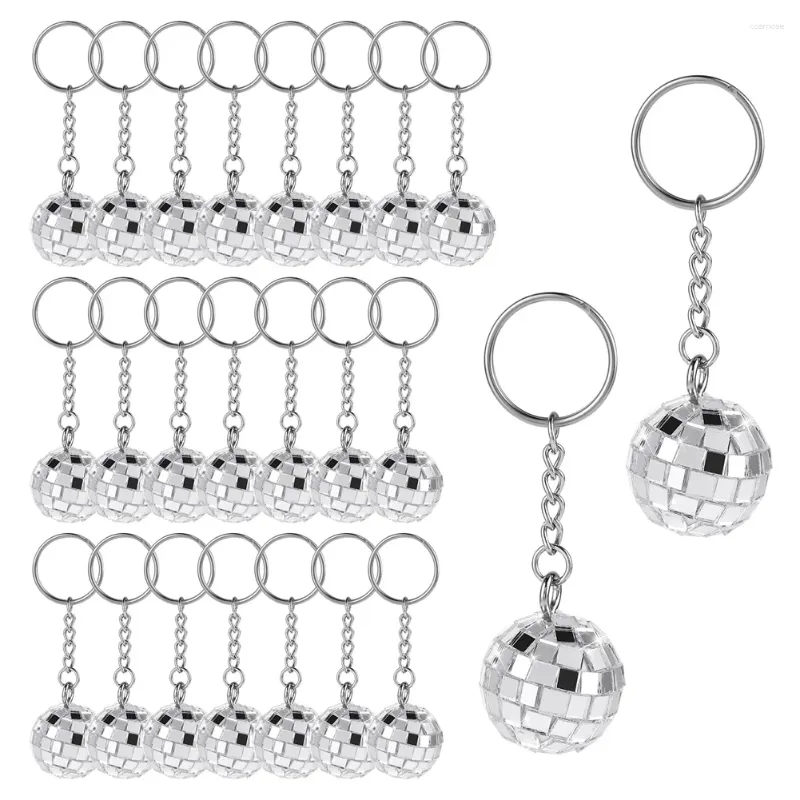 Party Favor Disco Ball KeyChain 24 Pieces Favors 70s Silver Mirror Hållbar