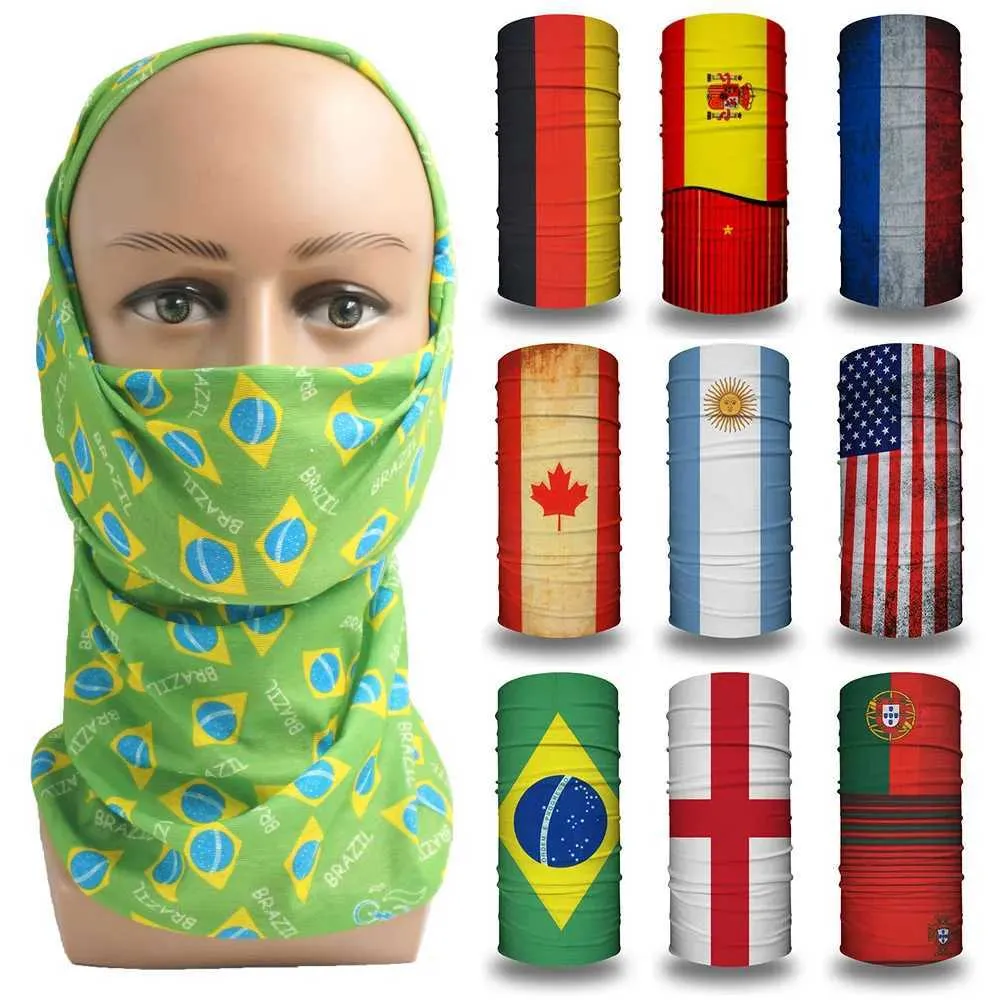Fashion Face Masks Neck Gaiter National Flag Bandana Worldwide Football Team Fan Headband Seamless Pipe Perforated Gait Shield Q240510