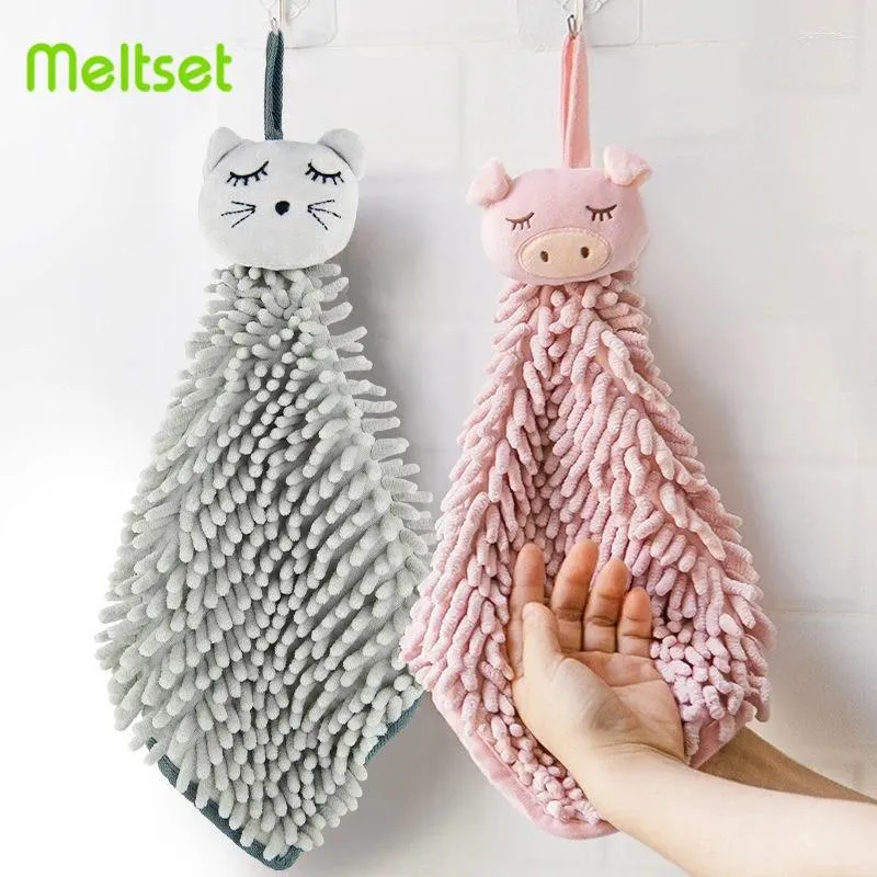 Towel Chenille Hand Cartoon Microfiber Towels For Kitchen Bathroom Absorbent Quick-Drying With Hanging Loops Bath Tools
